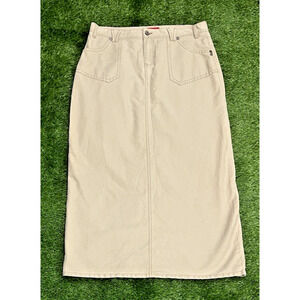 Unionbay Maxi Cargo Skirt Y2K Khaki Maxi Skirt Back Slit 2000s Streetwear 13/38